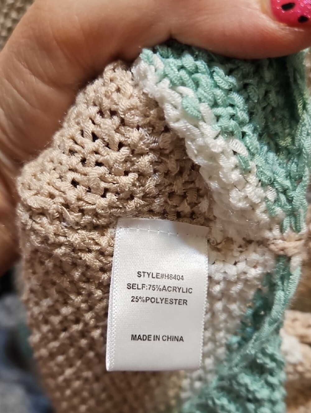 JODIFL Oversized Striped Scoopneck Knit Sweater in Beige, White & Mint Green - Picture 7 of 7